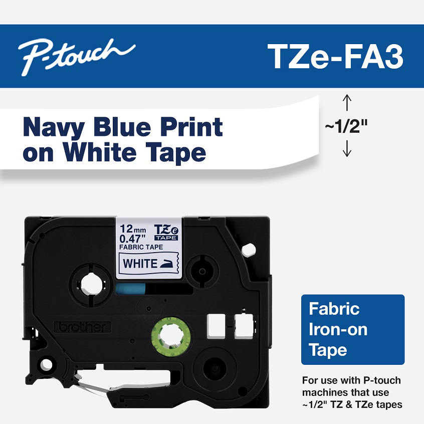 3x TZe-FA3 bleu/blanc tissu bandes compatible avec brother p-touch étiquette 12mmx3m